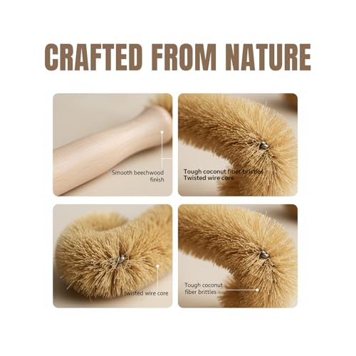 Bottle Brush Cleaner with Long Beech Wood Handle, Scratch-Safe, L-Shaped Design for Cleaning Coffee Mugs, Mason Jars, Thermos, Glass Bottles, Beer Bottles, Wine Bottles, and Baby Bottles - size: 1 Pack - L- Brush