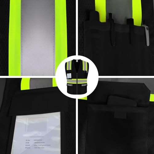Security Vest for Men, High Visibility Mesh Vest, Black, 2XL - color: Black-security, size: XX-Large