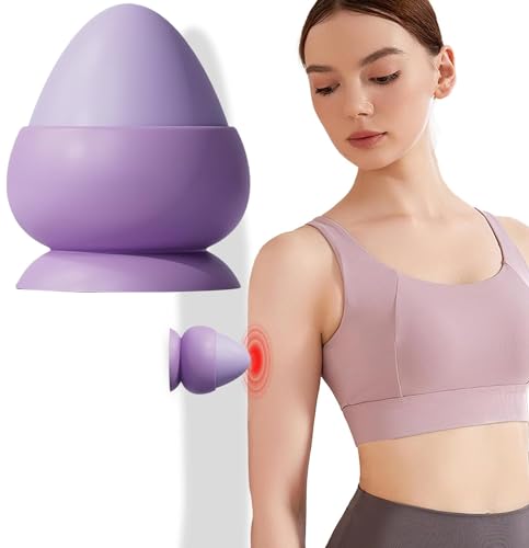 Mountable Massage Ball with Suction Cup, Trigger Point Therapy Tool, Manual Self Targeted Pressure Massager for Stress Relief, Muscle Knot, Myofascial Release, Deep Tissue Massage (Purple) - color: Purple