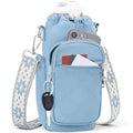 SYTRAH Water Bottle Carrier Bag with Strap, Insulated Corssbody Purse - color: Grey Blue