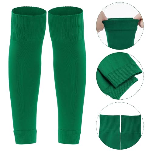 phnydreg 3 Pairs Leg Sleeve Shin Pre Cut Socks for Kids Youth Men Women Soccer Running Cycling - color: Green