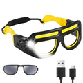 LED Headlight Glasses Rechargeable Headlight Glasses with Motion Sensor & Touch Control, Adjustable Safety Eyewear - color: Yellow-2