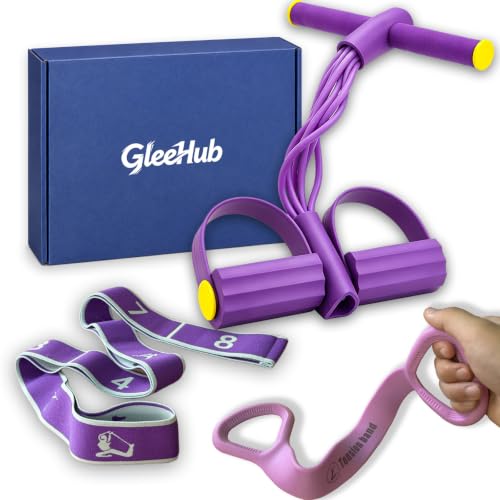 3Pcs Pedal Resistance Band with Handle Figure 8 Resistance Band Purple