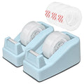 2-Pack Compact Desktop Tape Dispenser with 5 Rolls 3/4" Tape, Blue - color: Blue