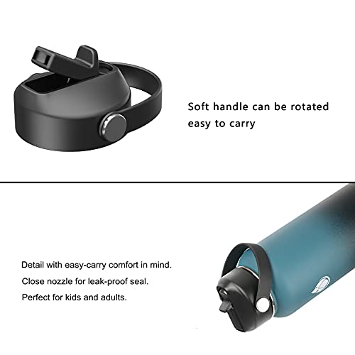 Straw lid for Hydroflask Wide Mouth Water Bottle,Flex Straw Lid Compatible with Hydro Flask 12 16 18 20 32 40 64 oz,Sports Straw Cap Flip Top Lid Water Bottle Lid Accessories… - color: Black 2