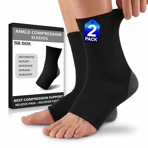 SB SOX Ankle Brace Compression Sleeve for Men & Women - color: Solid - Black, size: X-Large