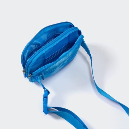 Pander Nylon Fanny Pack Belt Bag for Women with 5 Zipper Pockets - color: Cloud Blue