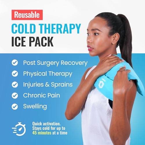ICEWRAPS Reusable Cold Pack with Fabric Cover - Standard 10 x 14 Inch, Blue - size: 10”x14”, style: Ice Pack with Cover