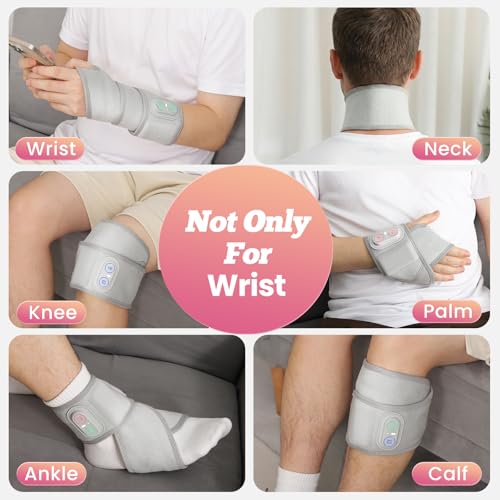 WoloyHeatie Wrist Heating Pad Brace Wrap Red Light Massage Carpal Tunnel - color: Light Grey