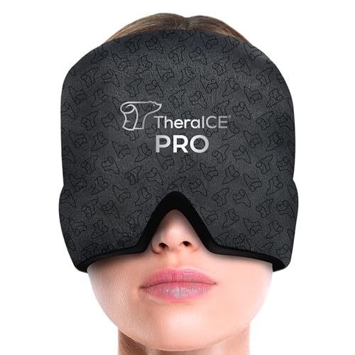 TheraICE Migraine Relief Cap PRO, Headache Hat Ice Pack Mask Cold Head Wrap - color: Pro Shadow Black, size: One Size