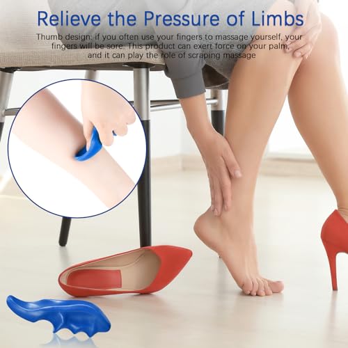 Nuanchu 2 Pcs Blue Thumb Massage Tool, Deep Tissue Massager - color: Blue