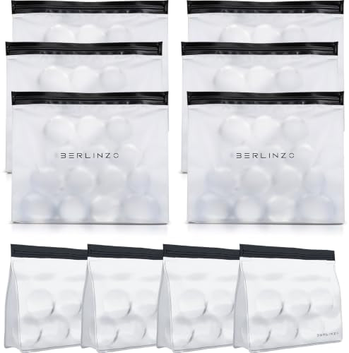 BERLINZO Large Reusable Ice Storage Bag 6 Pcs XL & 4 Pcs Regular - Freezer Safe, Leak Proof Silicone & Plastic - Lunch Bag for Ice & Food Storage - BPA-Free XL Size (Set of 10) - size: XL-6 Pack & 4-Pack Small