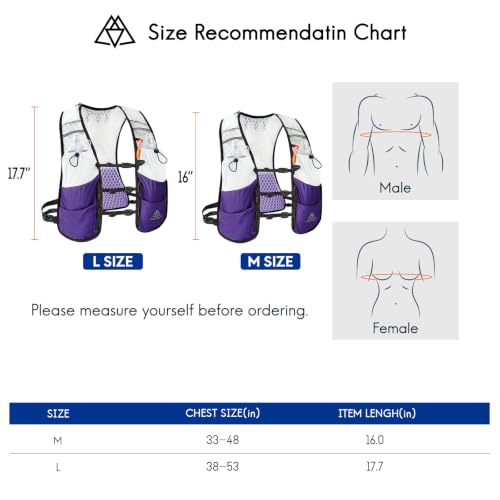 Haimont 5L Trail Running Hydration Vest with Soft Flasks - color: Purple, size: Large