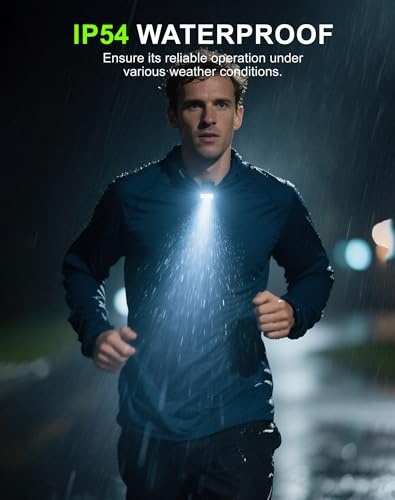 Rechargeable Running Flashlight, 500LM Super Bright COB Running Light, 10/4 Lighting Modes, Magnetic Back Clip & Wrist Wearable, 90°/120° Adjustable, IP54/IPX5 Waterproof, for Runners, Camping,