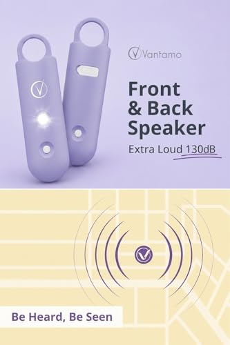 Vantamo Personal Alarm for Self Defense with Low Battery Notice, Strobe Light & Extra Loud 130 dB Double Speakers Safety Keychain Set for Women, Rechargeable Panic Button for Womens Self Defense - color: Pastel Violet