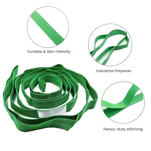 Stretching Strap with 10 Loops Non-Elastic Yoga Strap for Physical Therapy Pilates Dance Gymnastics Stretch Band for Daily Flexibility Routine at Home Gym Travel Includes Exercise Guide