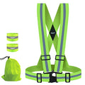 Running Reflective Vest Gear with 2 Reflective Bands Adjustable Safety Vests High Visible Reflective Belt Wristbands Straps for Night Running Cycling Dog Walk Jogging (Green)