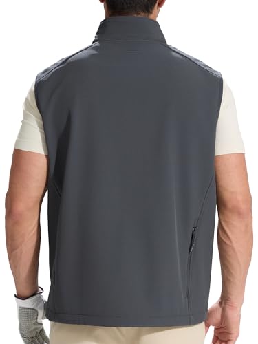 FREE SOLDIER Men's Lightweight Golf Vest Outerwear Windproof Sleeveless Softshell Jacket Running Vest - color: Gray, size: X-Large