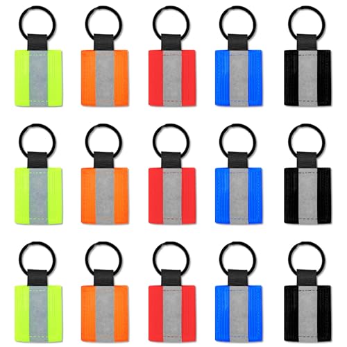 15PCS Reflective Keychain Label, Reflective Safety Tag