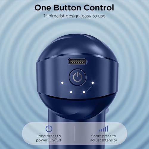 Mini Massage Gun, Powerful Handheld Muscle Massager for Muscle Relaxation, Deep Tissue Percussion Small Massage Gun Travel Massager with 4 Massage Heads Silent Brushless Motor, Blue - color: Blue