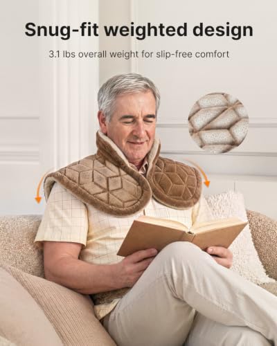 RENPHO Weighted Heating Pad for Neck, Shoulders & Back, Christmas Gift - color: Brown