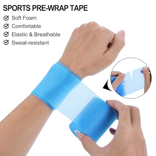 MECCANIXITY 24 Rolls Pre Wrap Athletic Tape 30 Yard x 2.8" Foam Under Wrap Tape Sports Prewrap Headband for Hair Ankles Wrists Hands Knees - color: Pink
