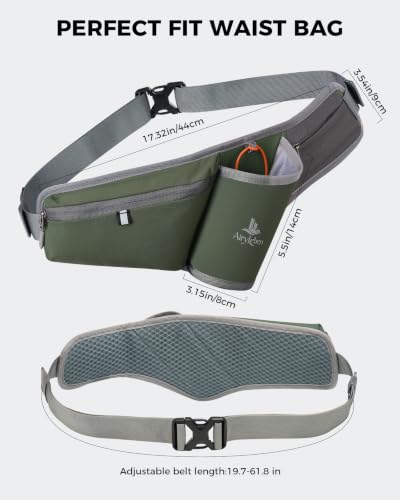 Fanny Pack with Water Bottle Holder, RFID Blocking Running Belt Bag - color: Green