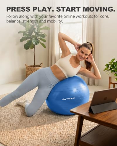 Trideer Yoga Ball for Exercise, Pregnancy, Exercise Ball, Pump Included - color: Royal Blue, size: M(19-22ines/48-55cm)