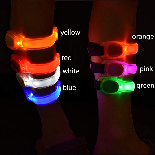 Premium LED Light Up Armband, Reflective Adjustable Wearable Silicone Running Belt Strap/Waterproof Glow in The Dark for Running Jogging Walking Cycling Concert Camping Outdoor Sports - color: Pink - 4 Pack