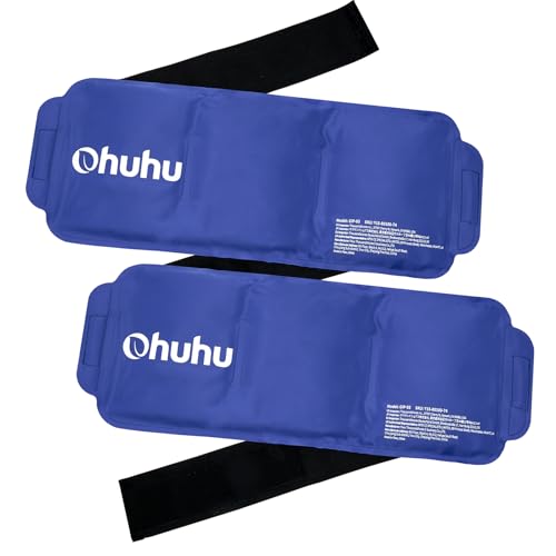 Ohuhu Ice Pack for Injuries Reusable, 2-Pack Hot & Cold Gel Wrap with Strap - color: Blue, size: 14.5"x5.5"(2 Pack)