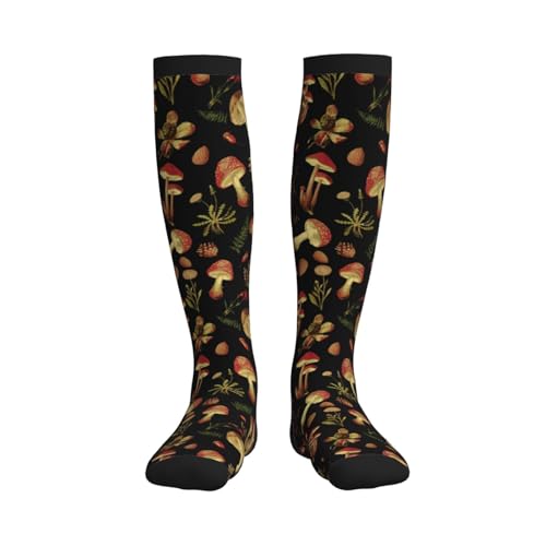 Crazy Fun Compression Socks, Unisex Knee High Support Socks - color: Mushroom