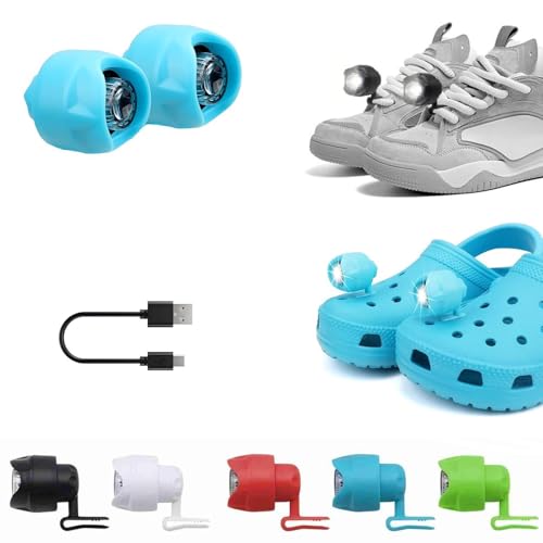 Rechargeable Headlights for Shoes, 2PCS Lights for Shoes, Waterproof Headlights, Novelty Running Lights for Runners, Shoes Lights for Camping, Dog Walking, Night Running - color: Blue