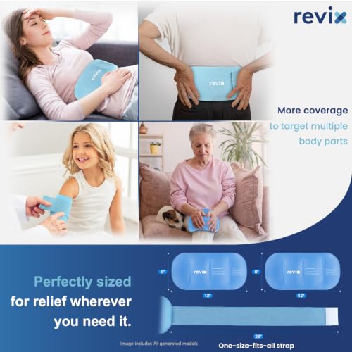 REVIX Large Cold Packs for Injuries, Hot & Cold Compress with 2 Gel Packs - color: Blue, size: Large 12 x 6 Inch