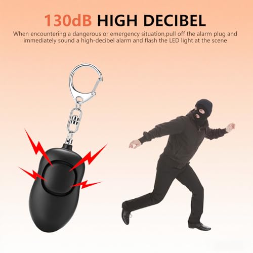 Personal Safety Alarm for Women,2Pack 130dB Self Defense Keychain - color: Black+Orange
