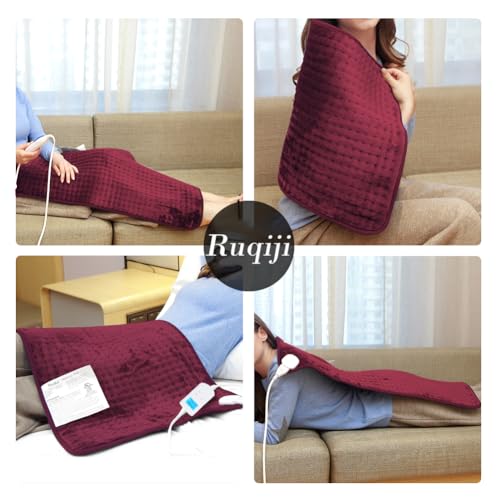 Ruqiji 17''x33'' XXXL King Size Heating Pad with 10 Temperature Settings, Pain Relief for Back/Neck/Shoulders/Menstrual Pain/Leg Cramp(Red) - color: Red