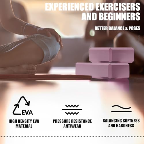 Septo 2 Pcs Yoga Blocks, 9x6x3 Inch Foam Blocks for Pilates - color: Pink