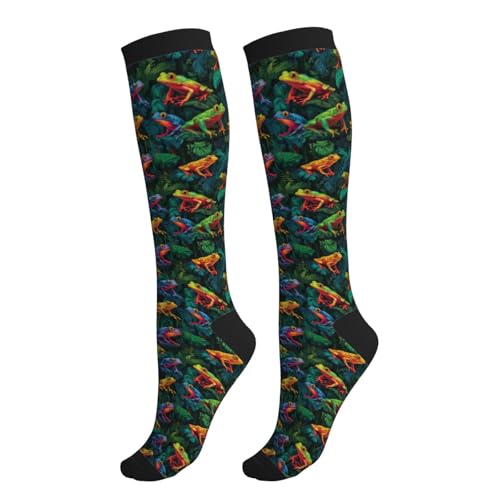 Compression Socks Knee High Support Socks Women Circulation Stockings for Athletic Running Cycling Flying - color: Frog