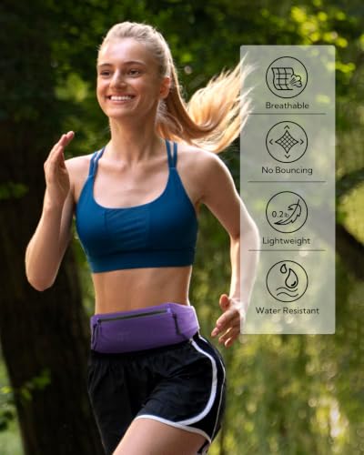 WATERFLY Running Belt Fanny Pack, Runner Race Belt with Bib Clip Purple - color: Purple