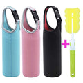 Kvvdi 3 Pack 16 oz - 21 oz Neoprene Water Bottle Sleeve 16.9oz Portable Bottle Cooler Cover Holder Strap for Outdoor - color: Black, Pink, Blue