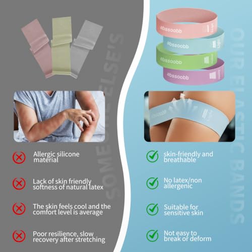 Silicone Resistance Bands, Wide Non-Slip Exercise Loop Bands - color: Green, Pink