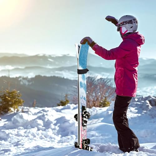 6pcs Fastener Straps, 19x2.1 Inch Ski Tapes with Protector Pads Adjustable Ski Wraps Gear Storage Ties for Boards Poles Winter Sports Accessories (Black)
