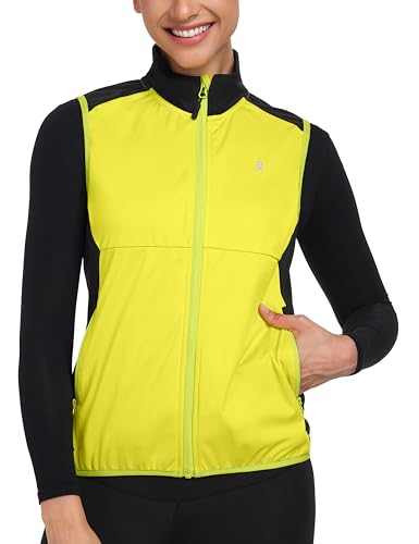 Little Donkey Andy Women's Windproof Stretch Vest Waterproof Sleeveless - color: Fluorescent Yellow, size: Large