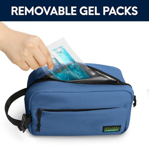 Haimont Small Freezable Lunch Bag, Portable Freezer Insulated cooler Snack Bag with Buckle Handle for Office, Picnic, Navy Blue - color: Navy Blue