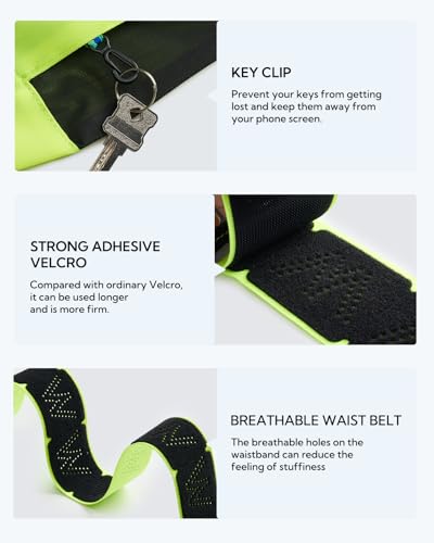 WATERFLY Running Belt Fanny Pack: Slim Lightweight Waist Bag for Runners - color: Fluorescent Green