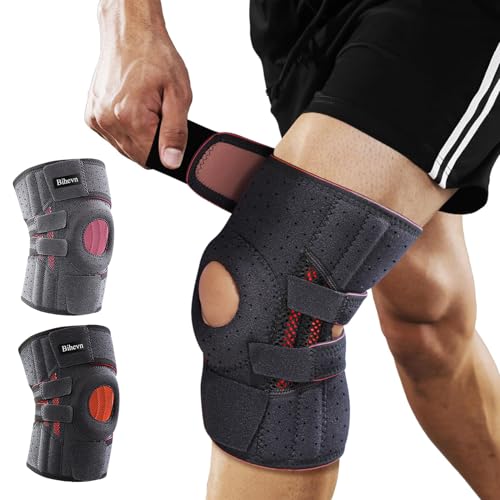 Knee Brace for Meniscus Tear, Arthritis, ACL & Knee Pain, Adjustable Support with Dual Side Stabilizers for Injury Recovery Black Size L (21-27.5") - size: Large