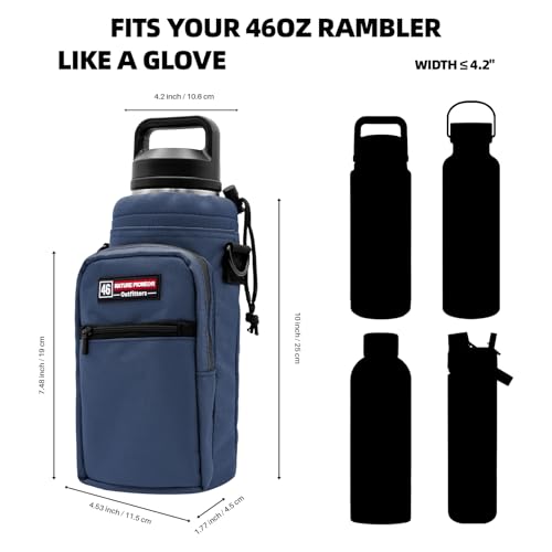 NATURE PIONEOR 26-128 oz Insulated Water Bottle Carrier Holder with Strap - color: Navy, size: 40-46oz