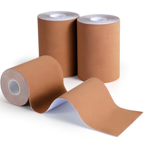 3 Pack Kinesiology Tapes, 4in x 5.5yd Sports Tape for Athletes - color: Dark Tan - 4in