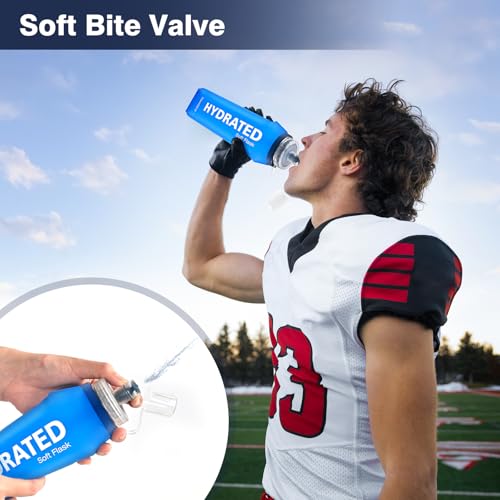 SLUXKE 3 Pack Soft Water Bottle, 25oz/750ml Flask Running Bottles for Hydration Packs, TPU Collapsible Reusable Handheld Flasks for Hiking Cycling Climbing - color: Mix 25oz