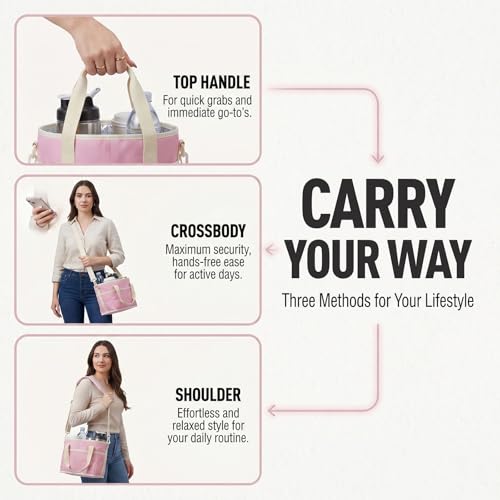 Drink Carrier Tote Bag, Family Size 4 Compartment Drink Carrier - color: Pink
