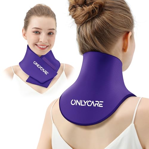 ONLYCARE Neck Ice Pack Wrap Gel - Upgraded Shoulder Ice Packs for Injuries Reusable, Hot and Cold Compress Ice Packs for Neck, Relief of Pain, Swelling, Sprains, Office Pressure - color: Purple
